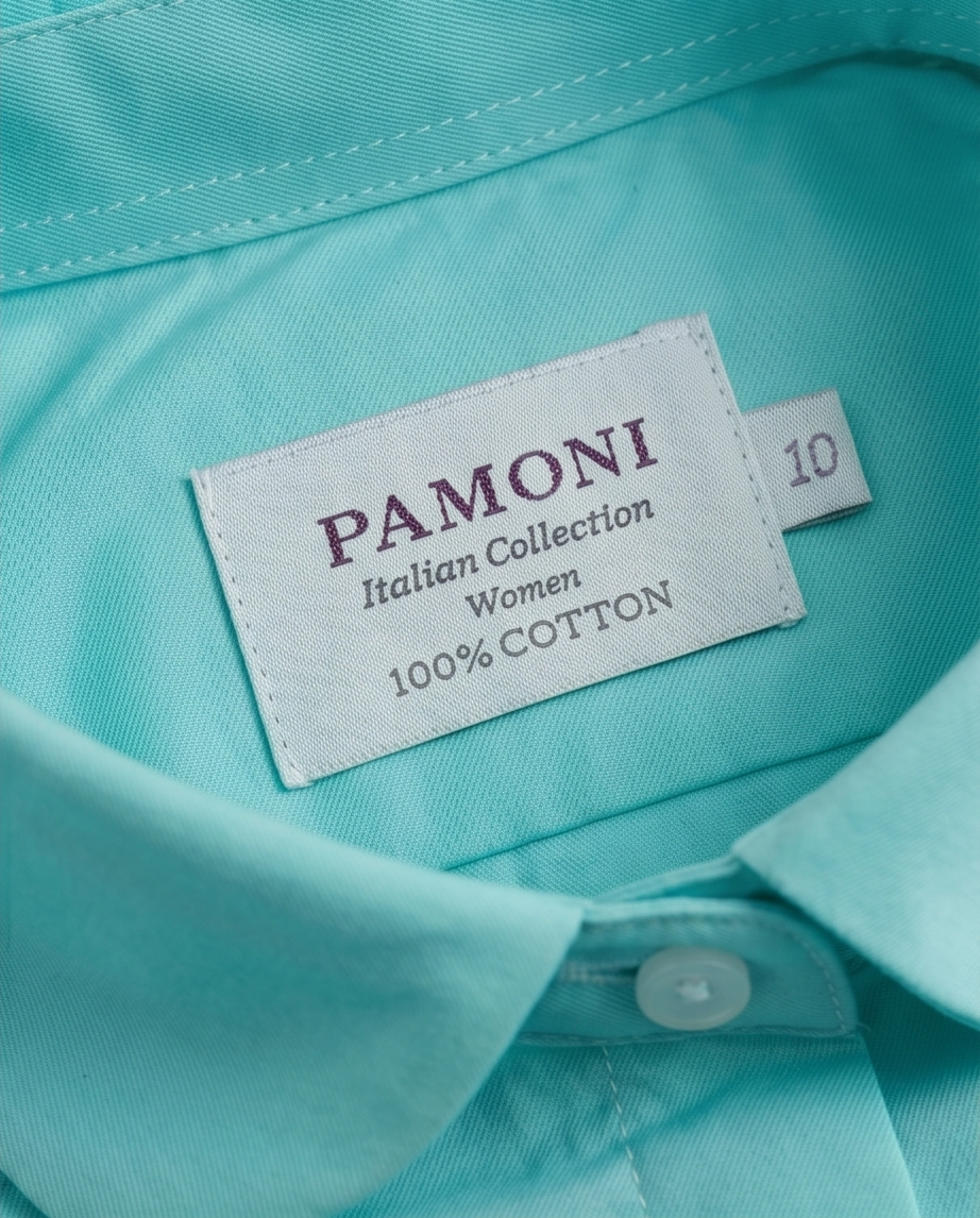 Camisa entallada de algodón color agua para mujer