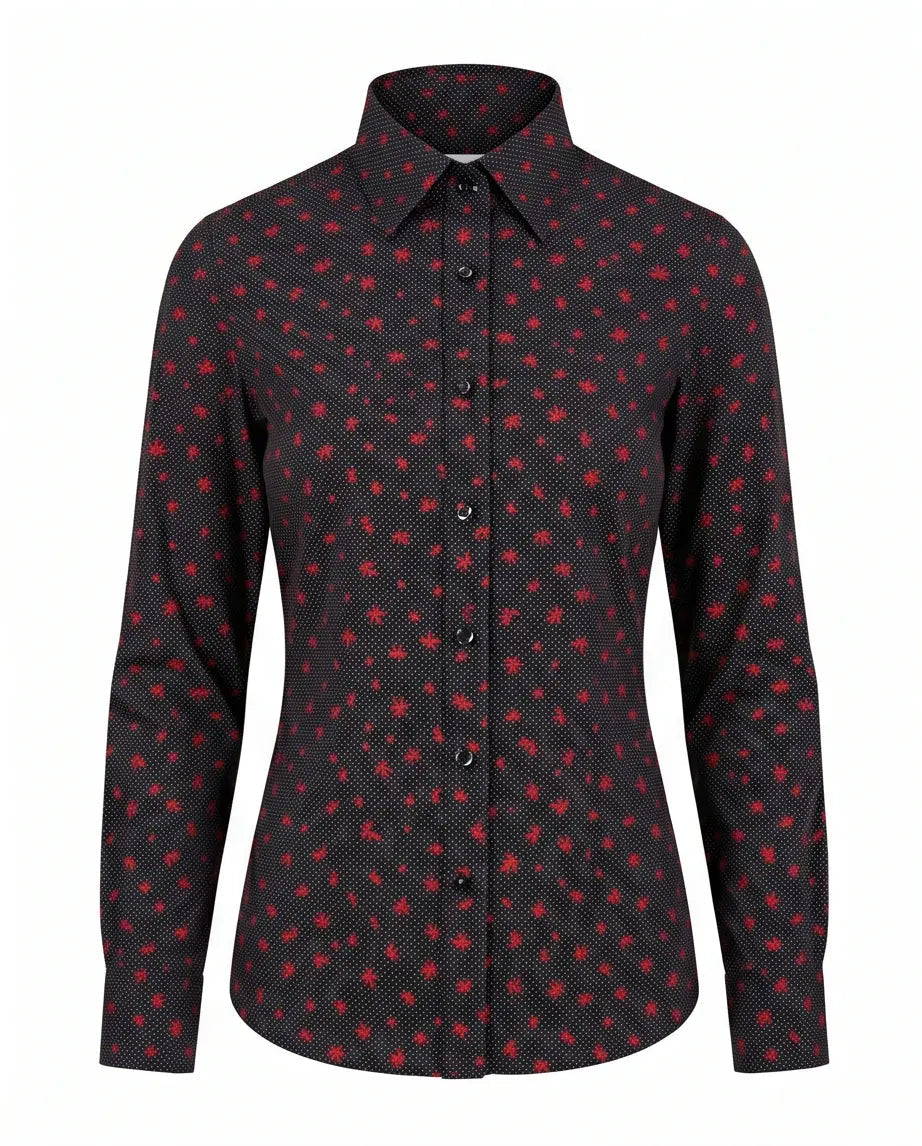 Camisa entallada de algodón Crimson Bloom