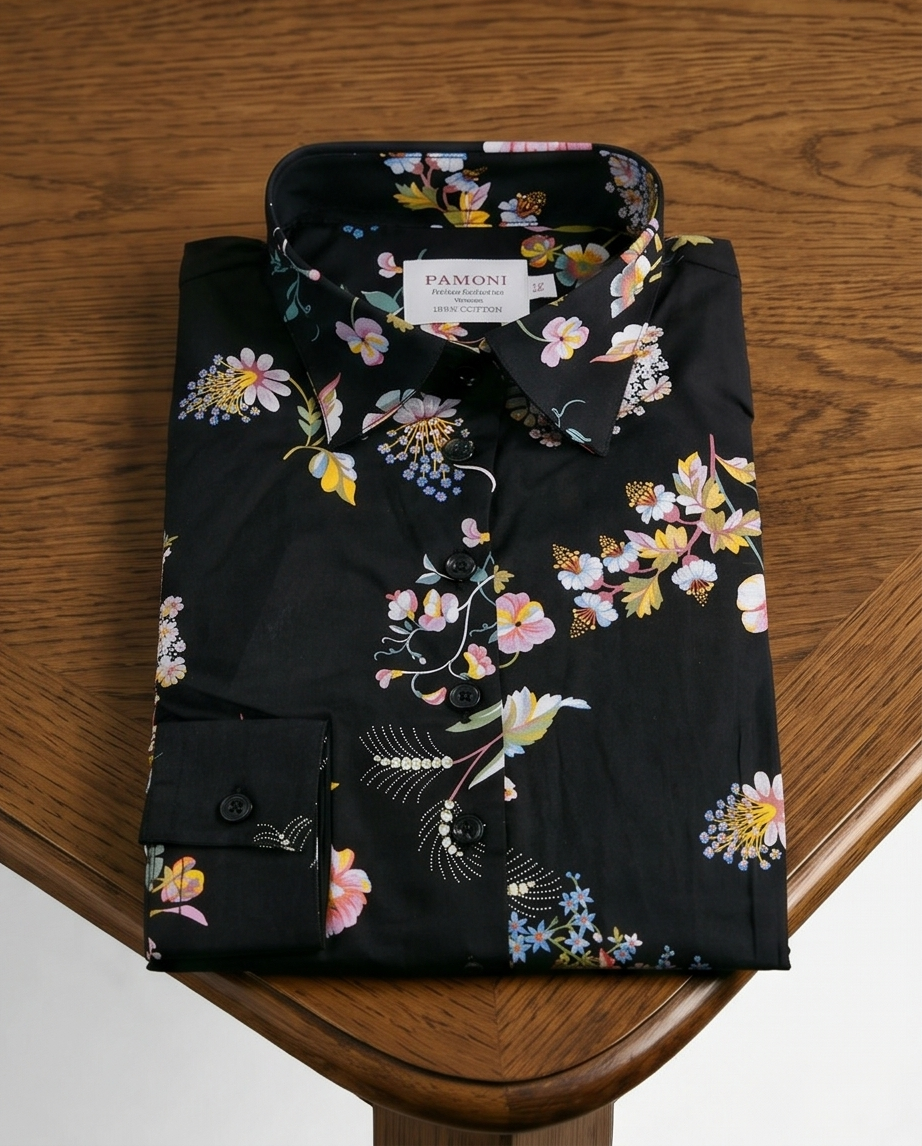 Camisa de algodón entallada Botanical Garden