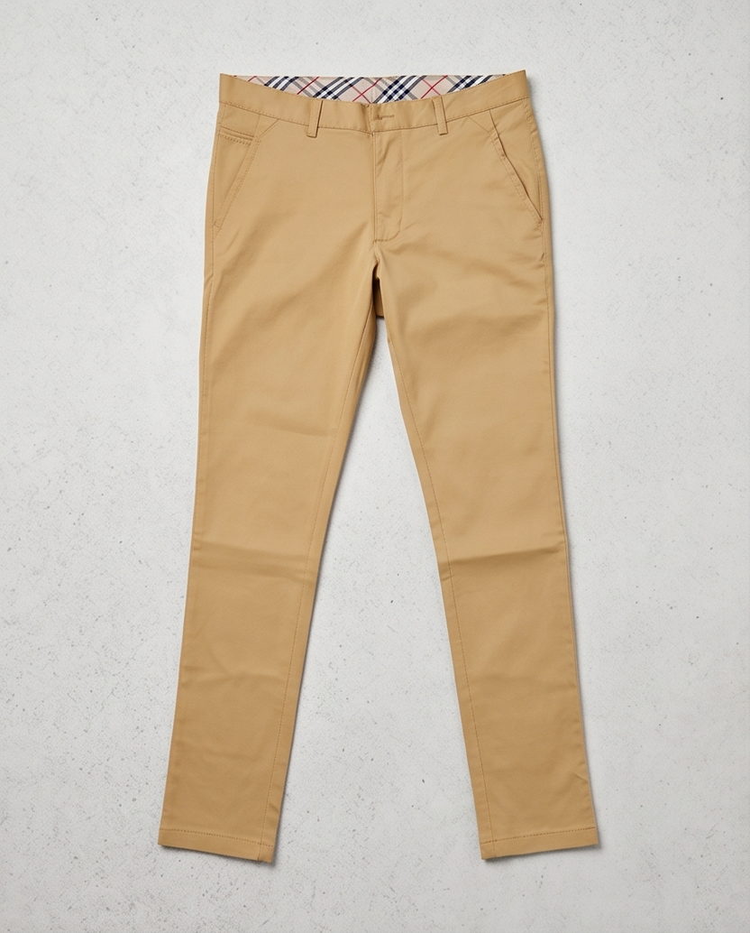 Beige Slim-Fit Stretch Chino – 100 % bomull