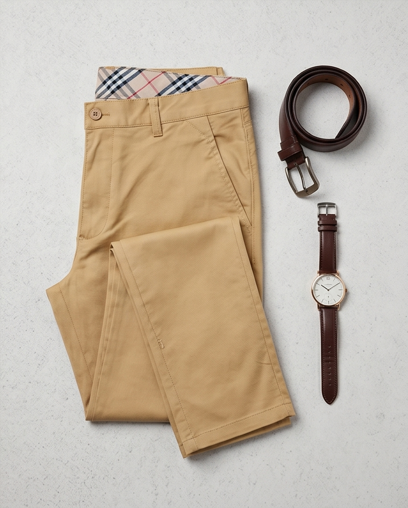 Beige Slim-Fit Stretch Chino – 100 % bomull