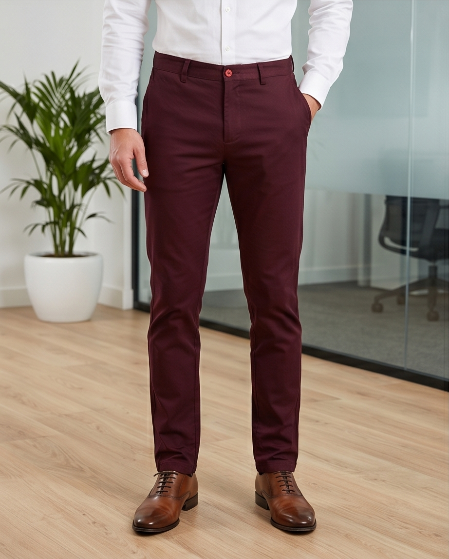 Burgundy Slim-Fit Stretch Chino