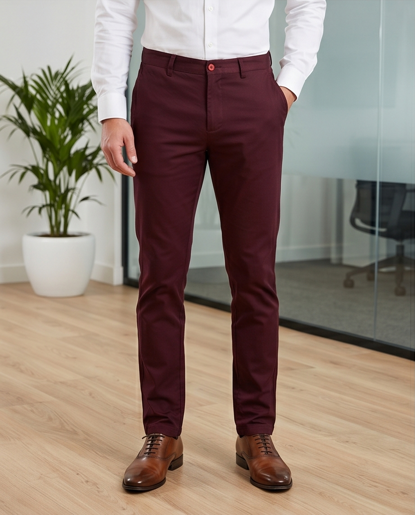 Burgundy Slim-Fit Stretch Chino