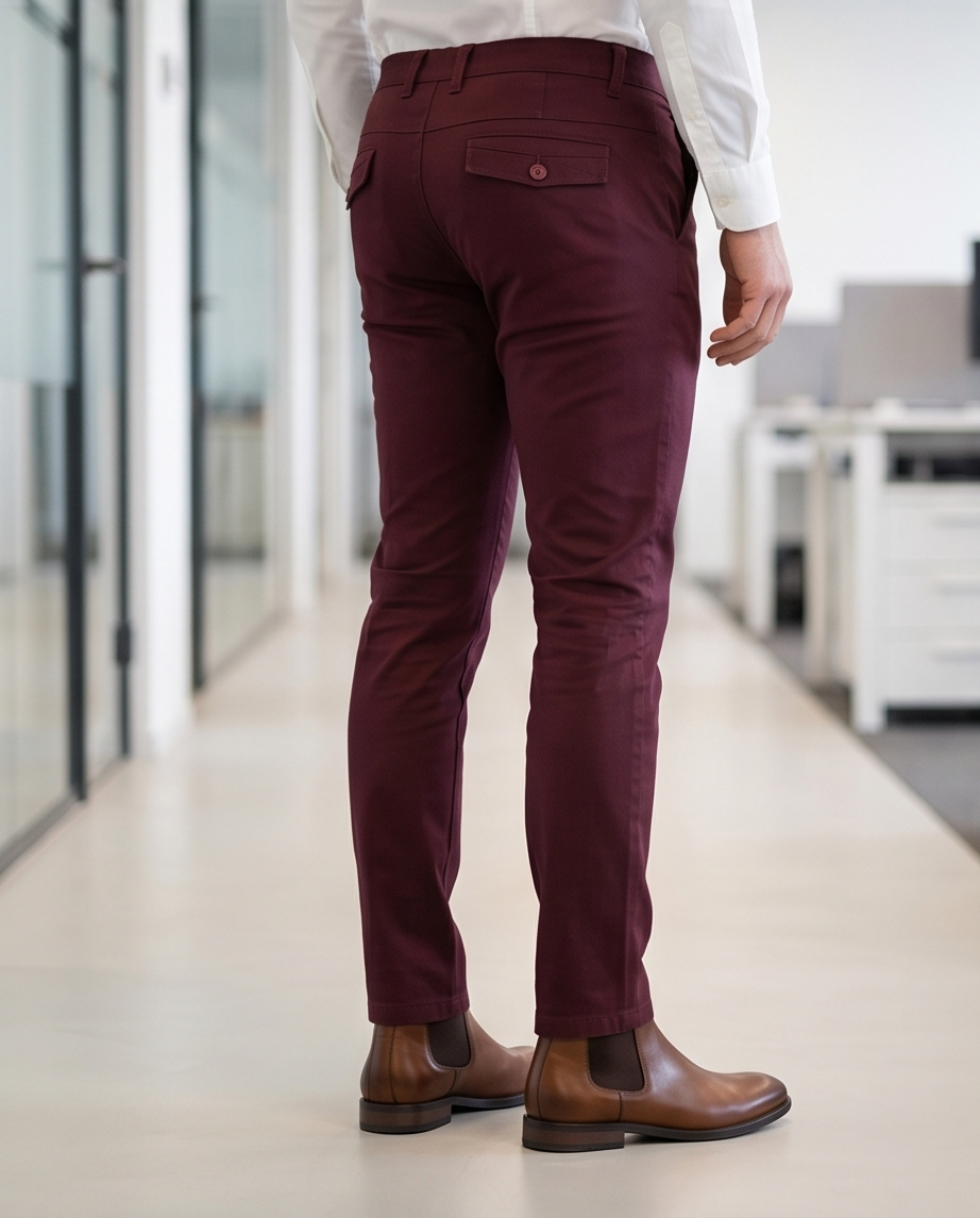 Burgundy Slim-Fit Stretch Chino