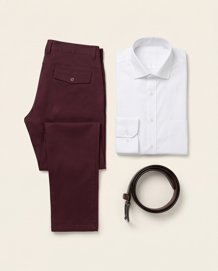 Burgundy Slim-Fit Stretch Chino