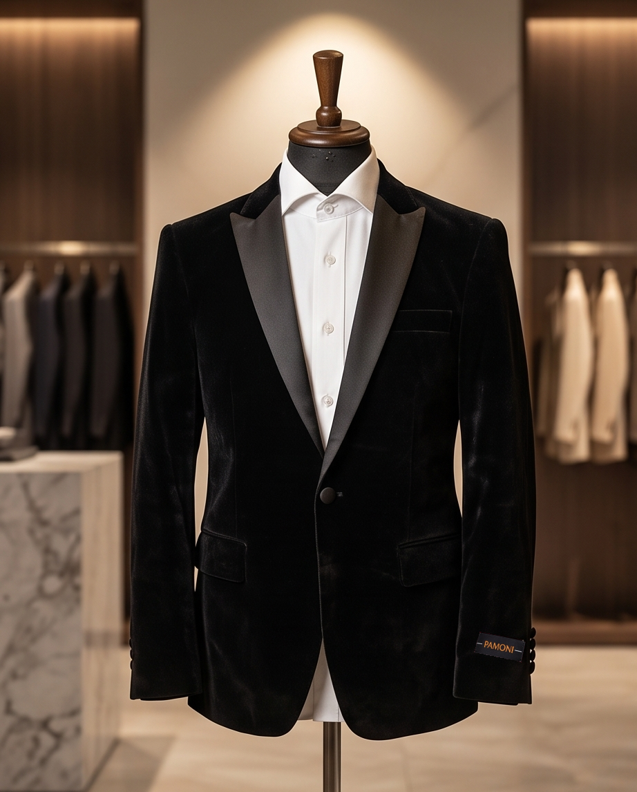 Men’s Premium Velvet Tuxedo Blazer With Satin Lapels