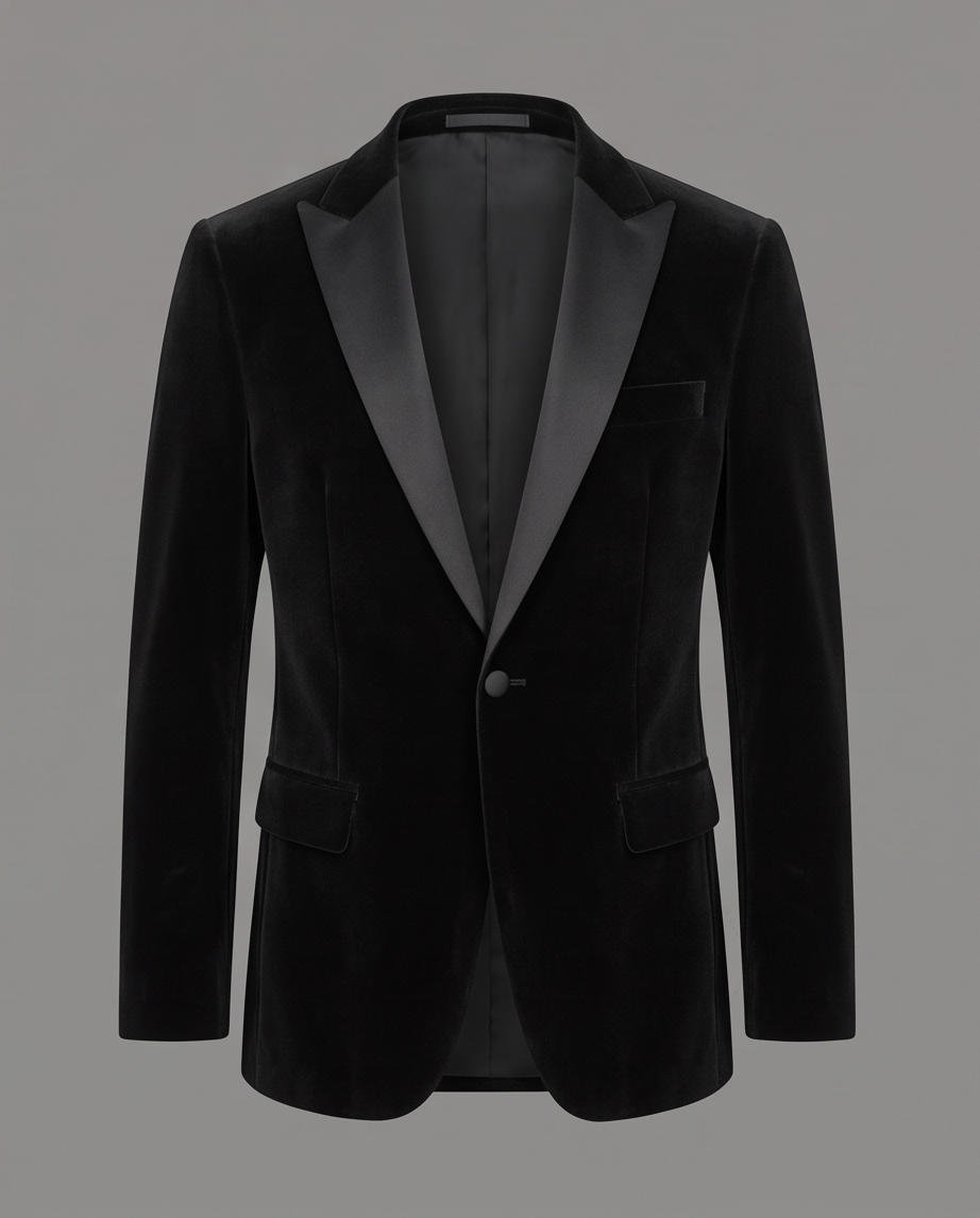 Men’s Premium Velvet Tuxedo Blazer With Satin Lapels