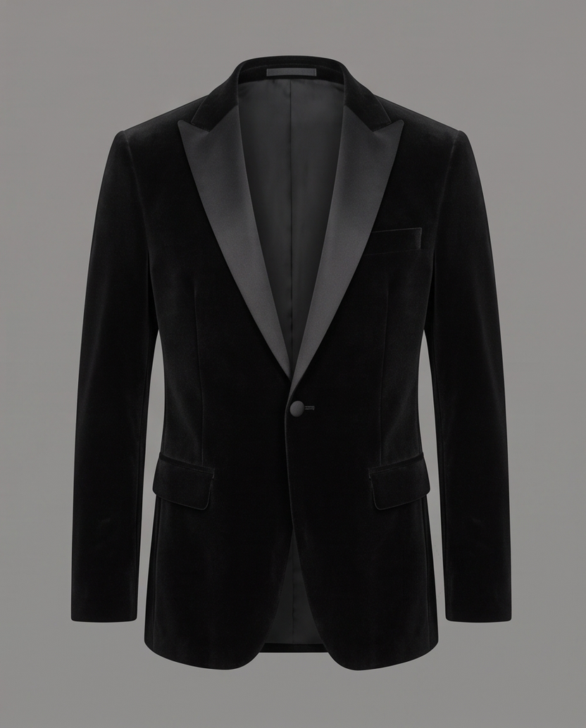 Men’s Premium Velvet Tuxedo Blazer With Satin Lapels