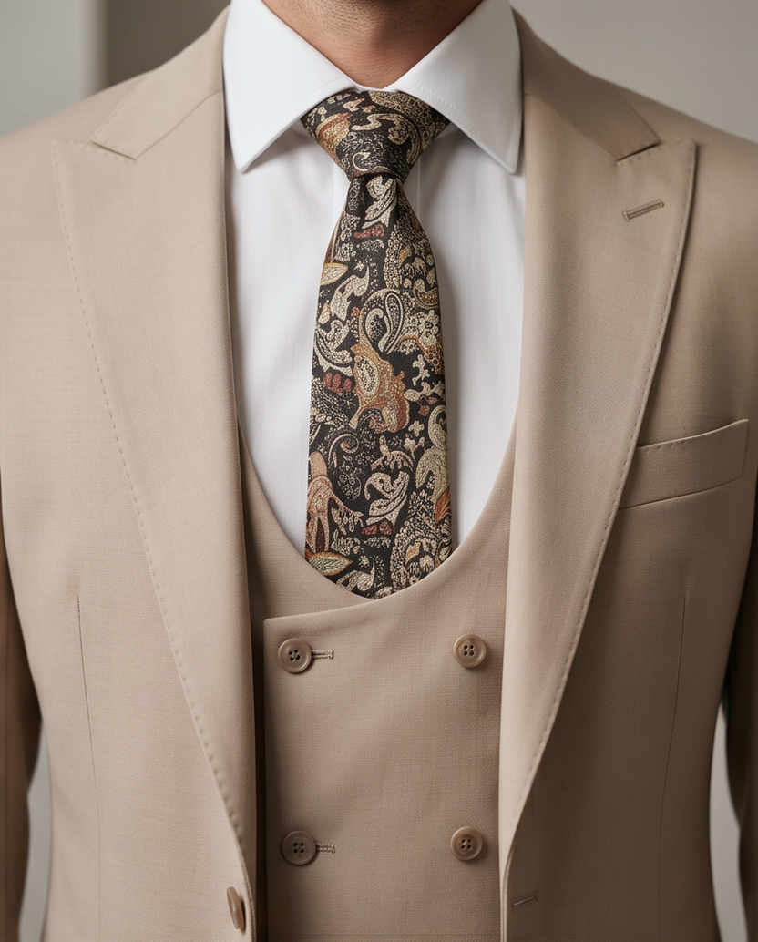 The Kensington Tailored 3-Piece Wool-Blend Suit – Sand Beige