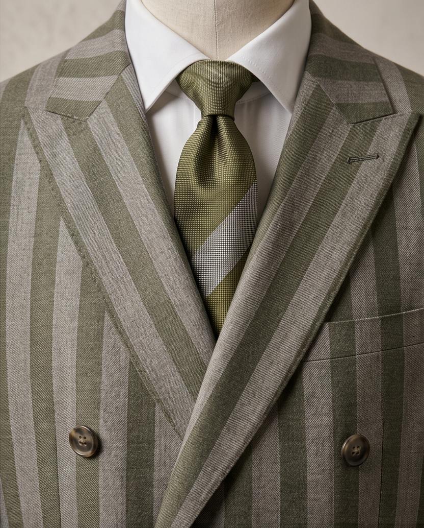 The Executive Stripe: Men’s Slim-Fit Wool-Blend Double-Breasted Suit
