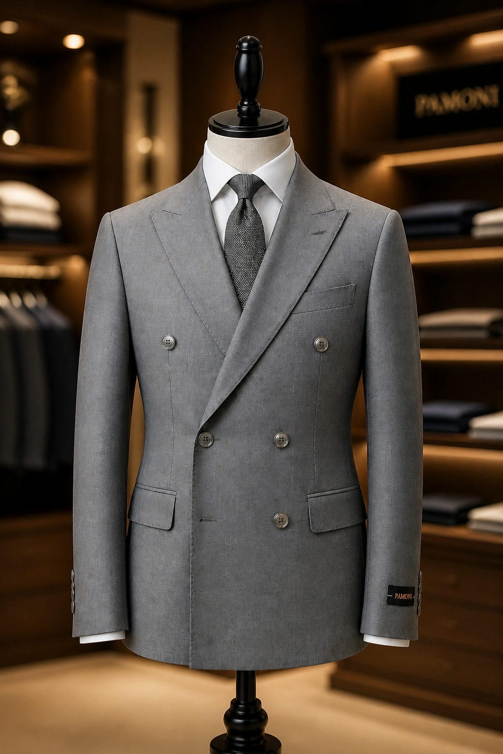 Modern Grey Slim Fit Double-Breasted Suit