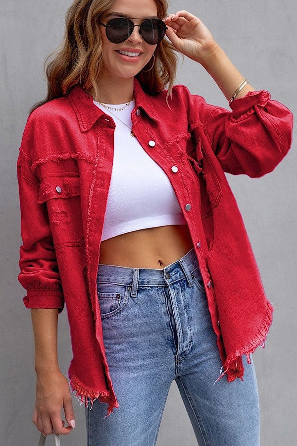 Chaqueta de mezclilla desgastada