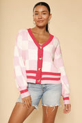 Checkered Knit Cardigan