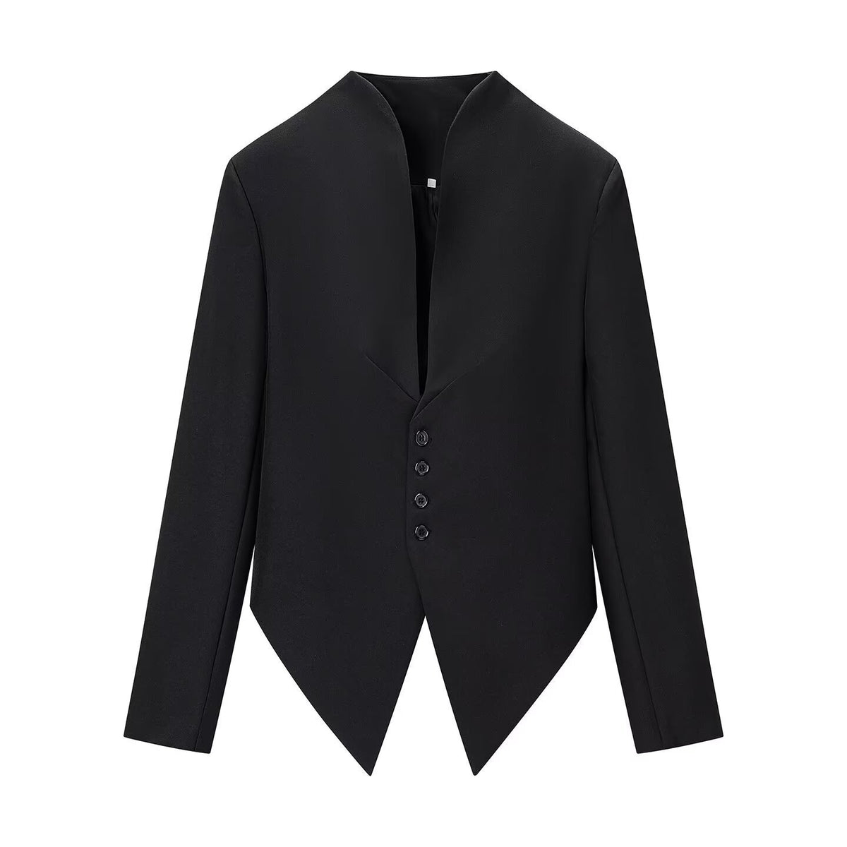 Single row stand up collar asymmetrical suit jacket for women