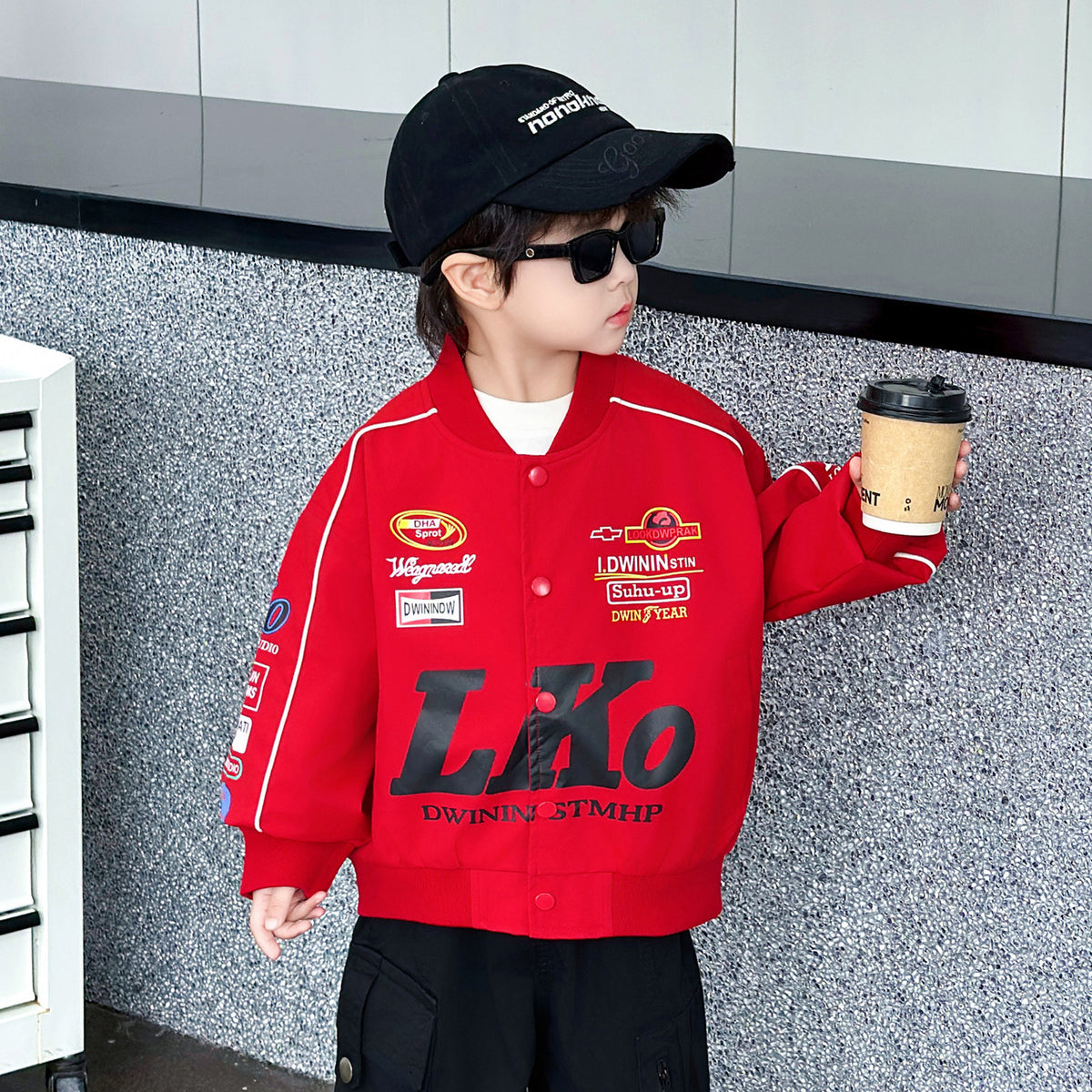 Boys Motorcycle Jacket, Youth Biker Jacket, Casual Fashion Outerwear