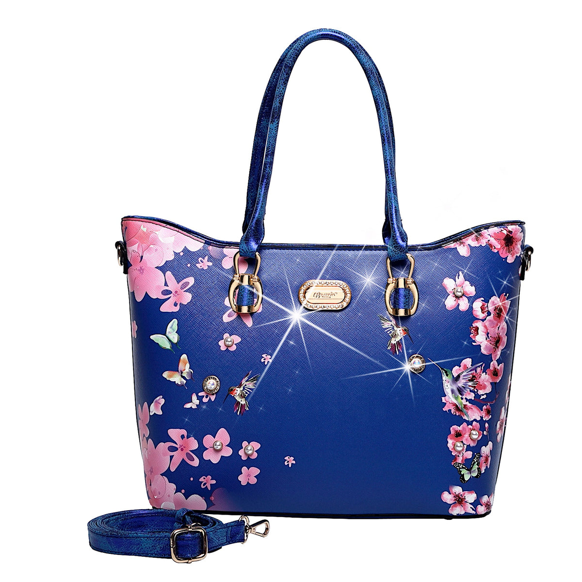 Bolso tote elegante con diseño floral y colibrí de Brangio Italy