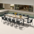 LUMEN 12 Person Teak Outdoor Dining Set With Three Version Extending Mode For 8/10/12 Seating