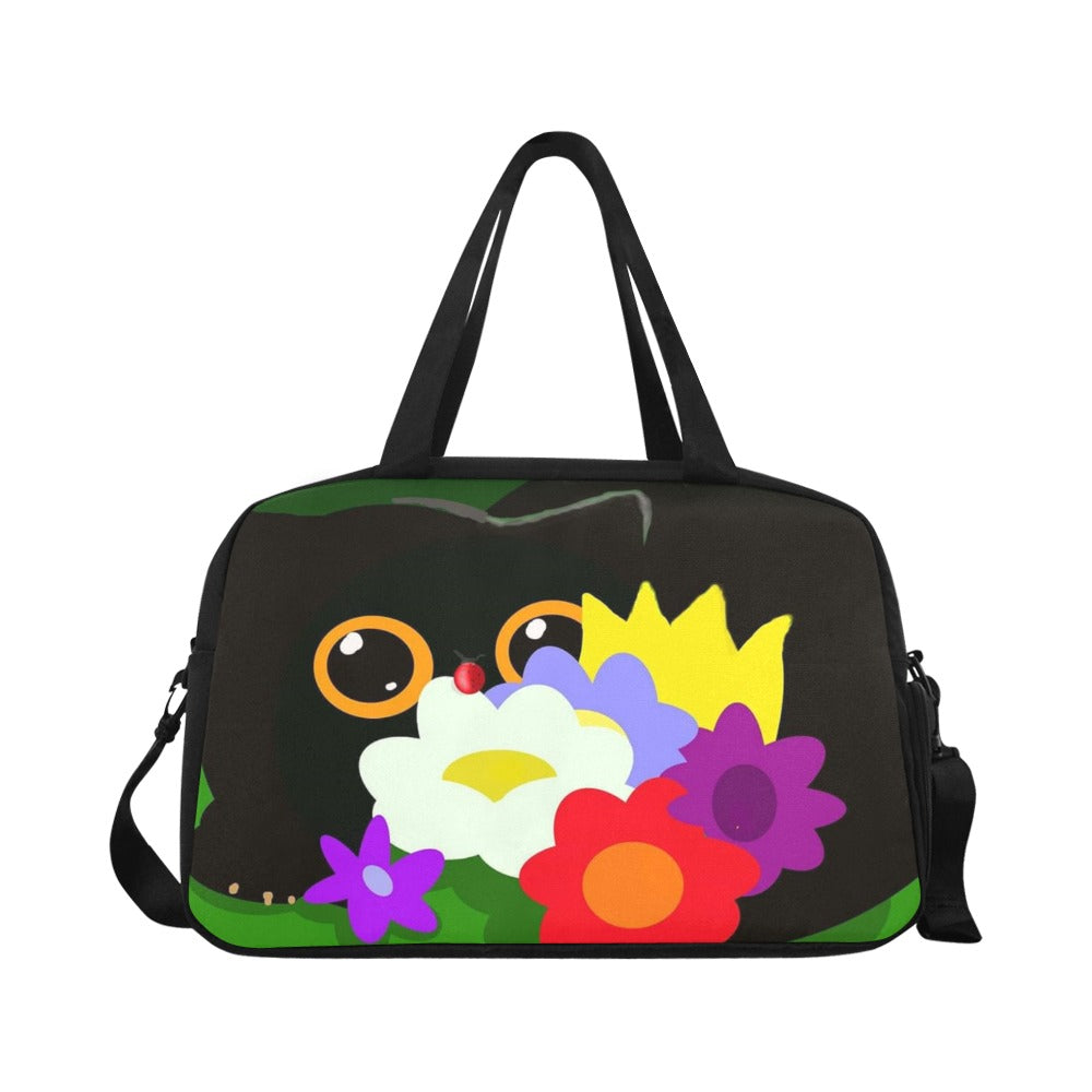 Flower Cat Tote Travel Bag w/Shoe Storage