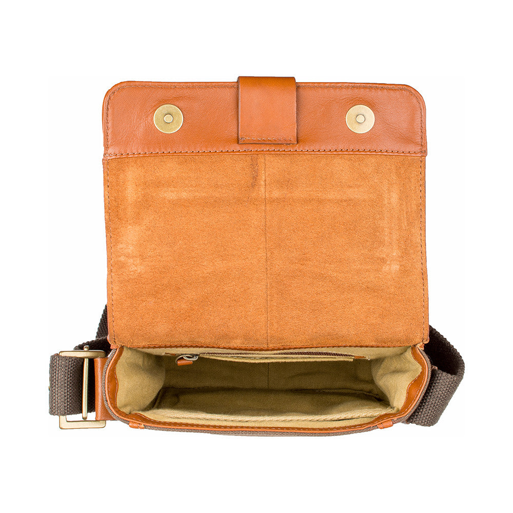 Aiden Genuine Leather and Canvas Mini Crossbody Men/Women Messenger Bag/Travel Bag / 10.5" iPad Bag