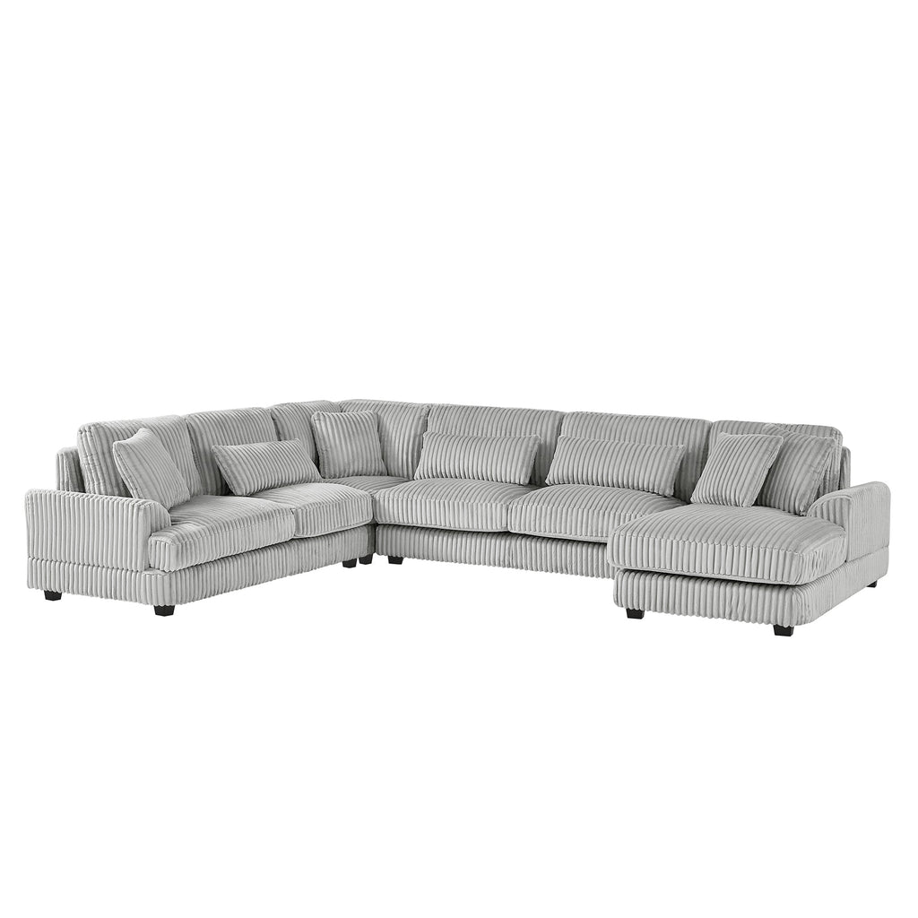 129" Oversized Sectional Sofa U-Shaped Sofa Couch Modern Sofa Upholstered in Soft Corduroy With a Chaise Lounge for Livi