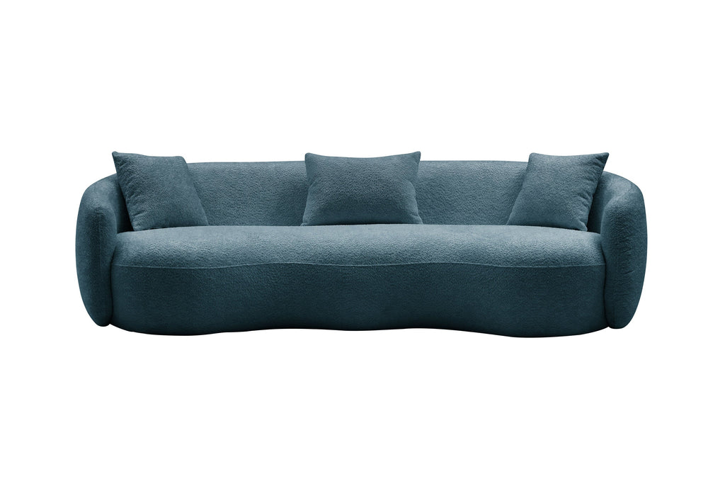 93.6 Inch Modern Curved Sofa,  Boucle Fabric Couch for Bedroom, Office, Apartment Blue
