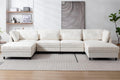 Oversized Modular Sectional Fabric Sofa Set With Waist Pillows, Extra Large U Shaped Couch With Reversible Chaise, 145 I