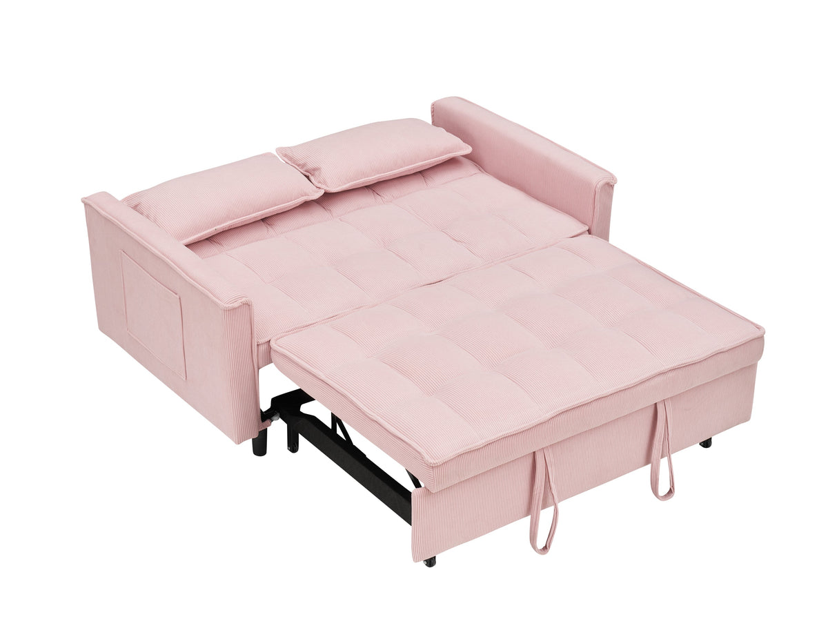 Klappbares Schlafsofa mit verstellbarer Rückenlehne, moderner Einzelsessel, umwandelbar zum Bett, Rosa