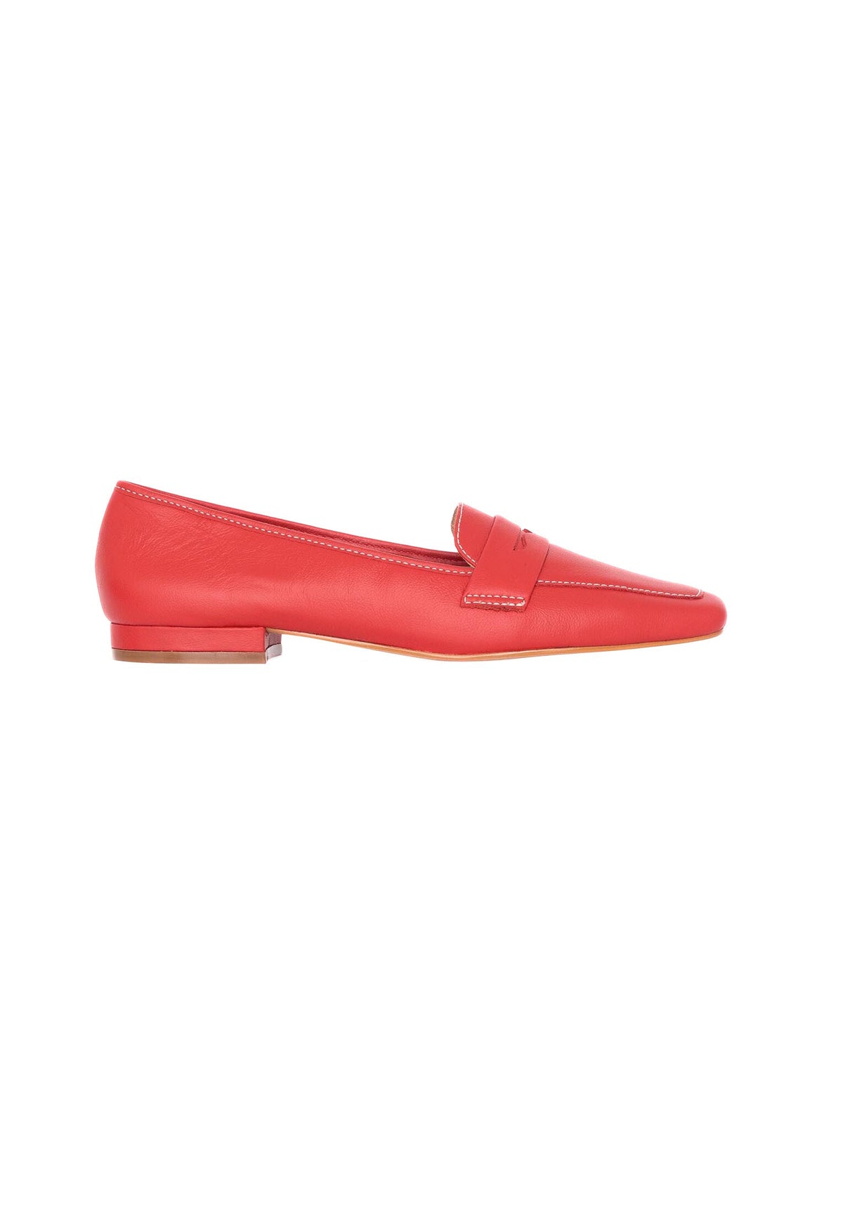Cipó Beige Leather Square-Toe Loafers – Flat