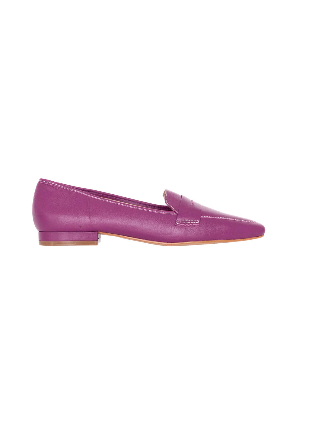 Cipó Beige Leather Square-Toe Loafers – Flat