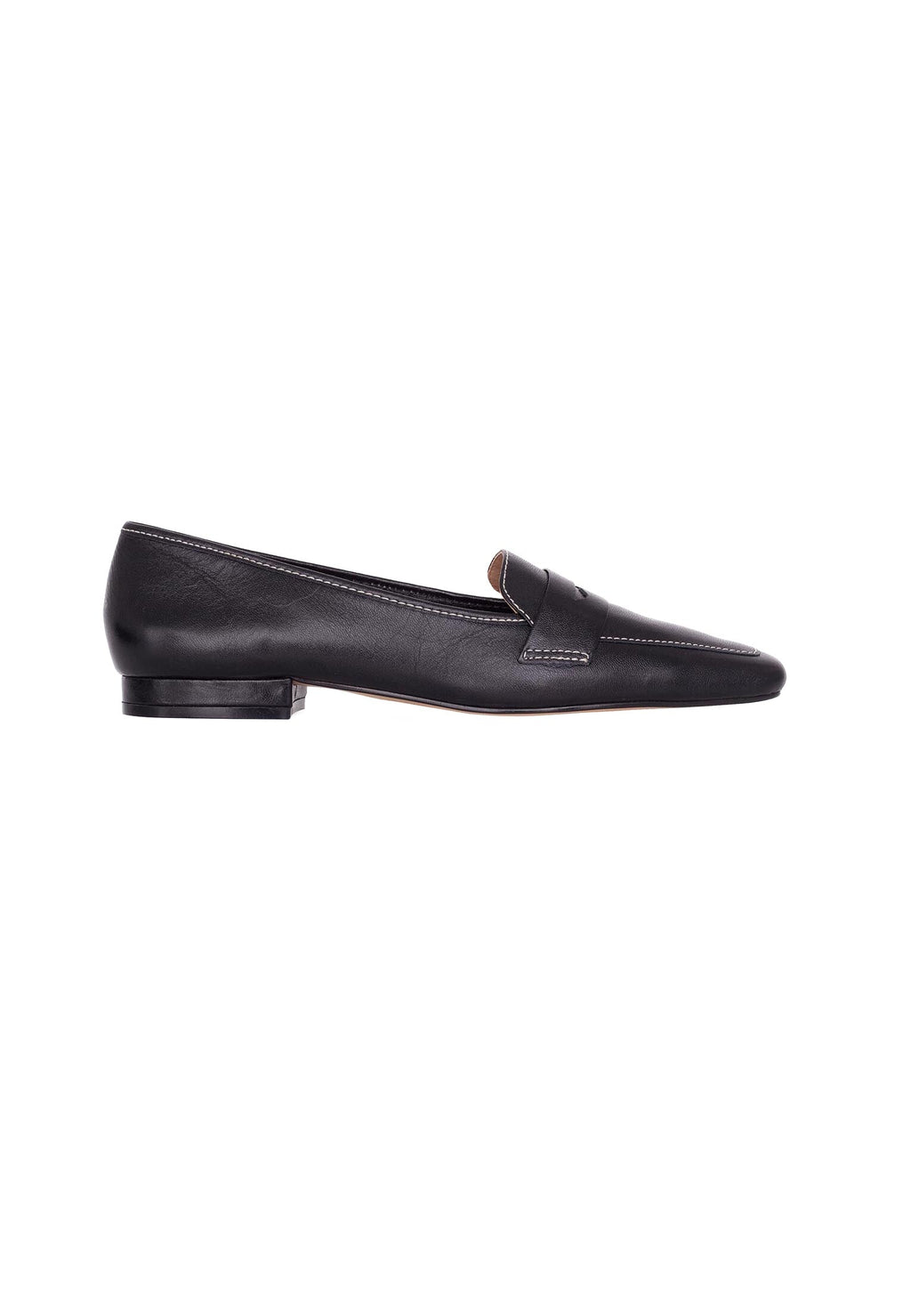 Cipó Beige Leather Square-Toe Loafers – Flat