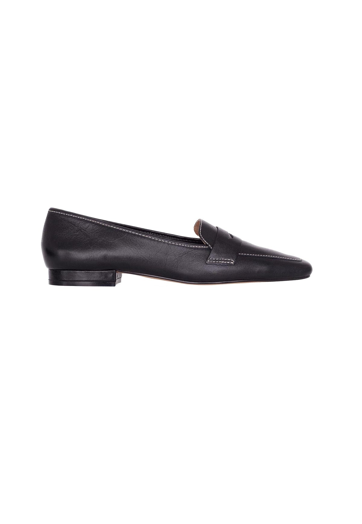 Cipó Beige Leather Square-Toe Loafers – Flat
