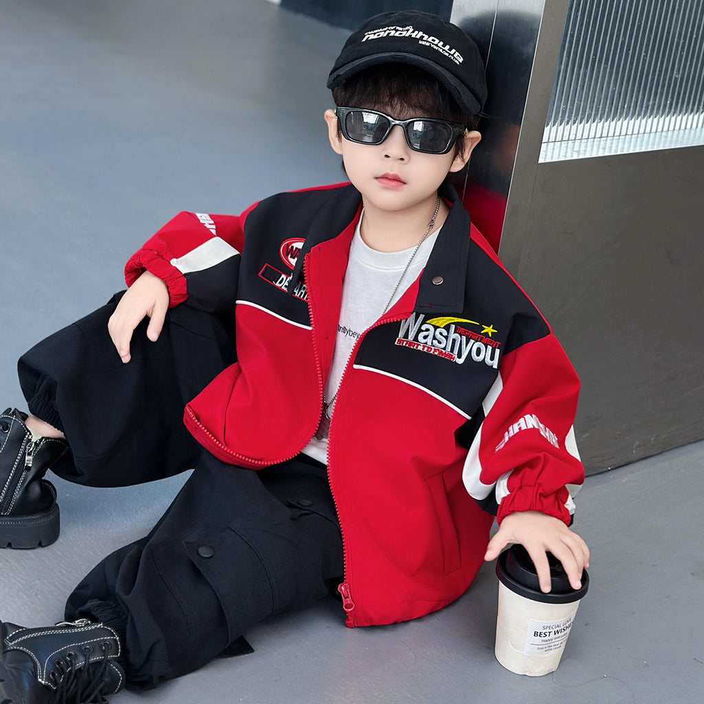 Boys Autumn Motorcycle Jacket, Casual Cool Racer Outerwear