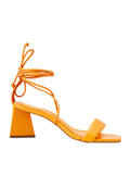 Caúna Orange Calf Leather Strappy Block Heel Sandals – 6.5cm