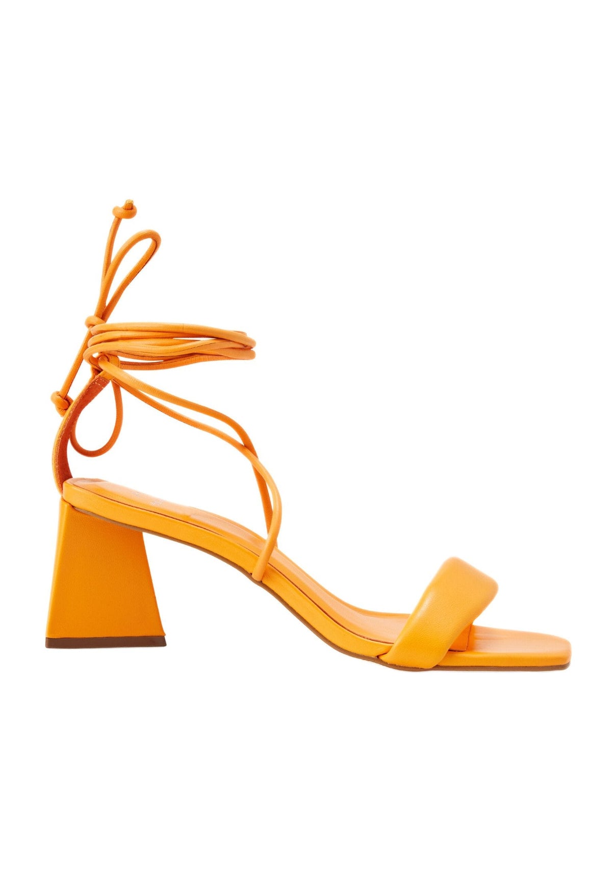 Caúna Orange Calf Leather Strappy Block Heel Sandals – 6.5cm