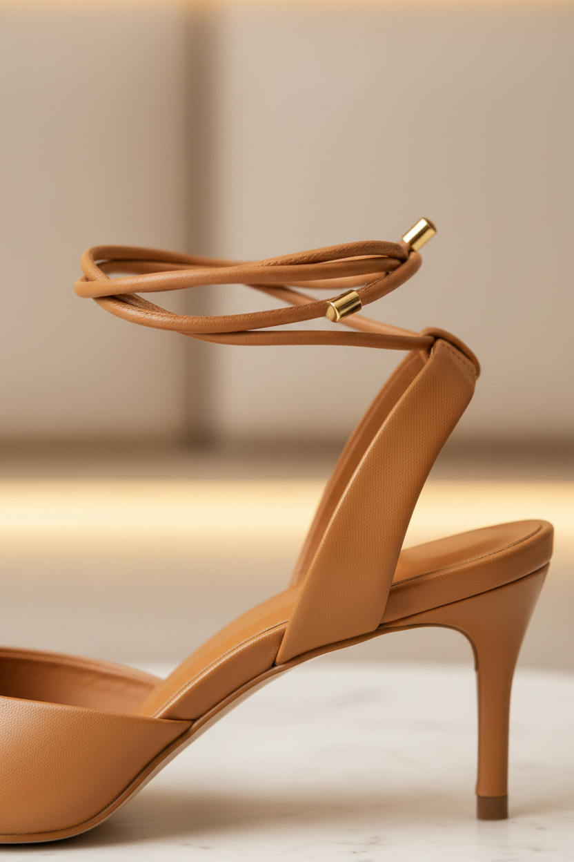 Jaborandi Caramel Leather Slingback Heels – 6.5cm Pointed Toe