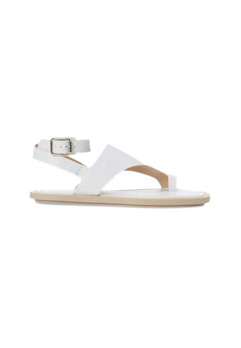 Paineira White Leather Toe-Ring Flat Sandals