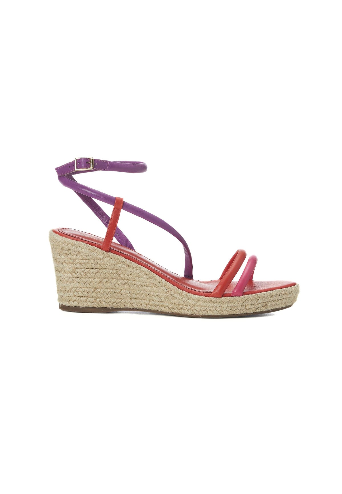Romã Blue Leather Espadrille Wedges – Jute Platform