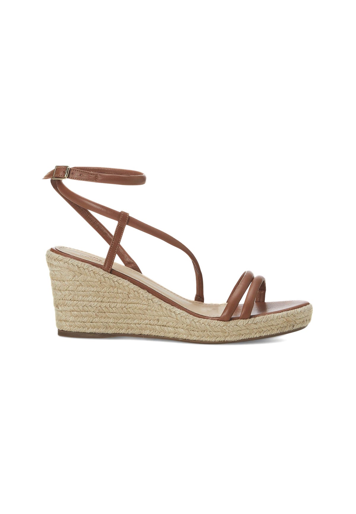 Romã Blue Leather Espadrille Wedges – Jute Platform