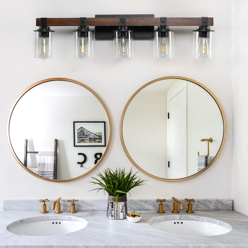 (Same as W1340p155972/L1015-5) 5-Lights Farmhouse Vanity Lights Fixture Rustic Bathroom Light Fixture Bathroom Sconce(Wi