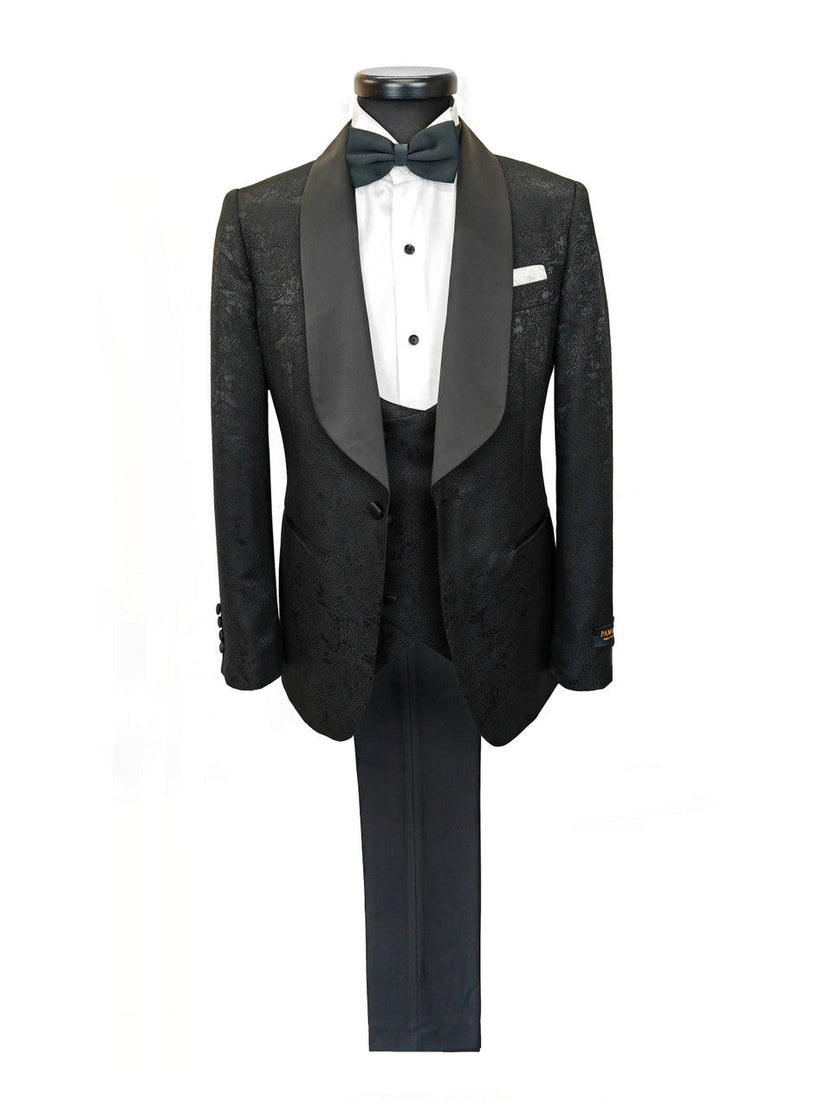 Black Floral Style 3-Piece Tuxedo