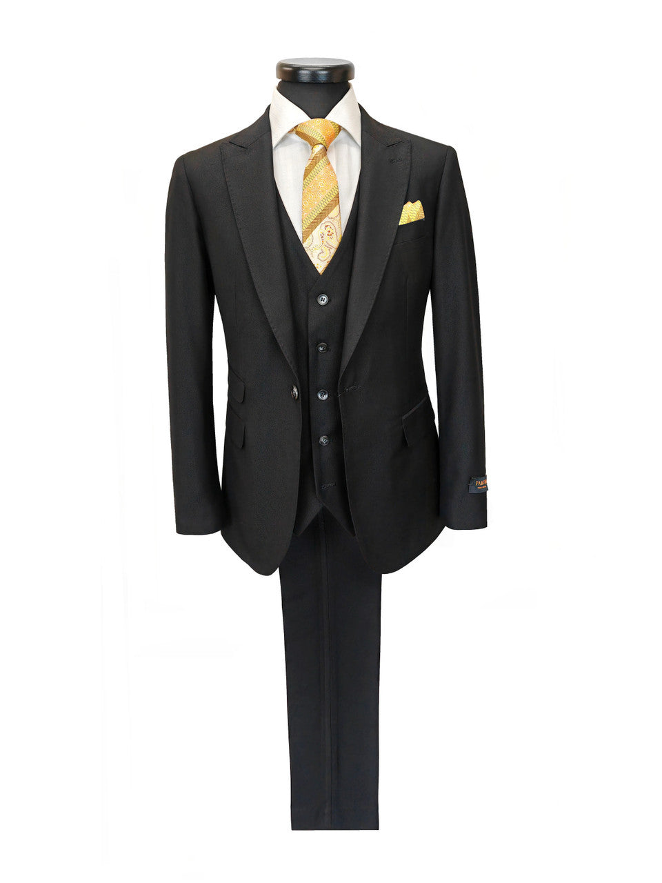 Svart tredelad kostym i slim fit
