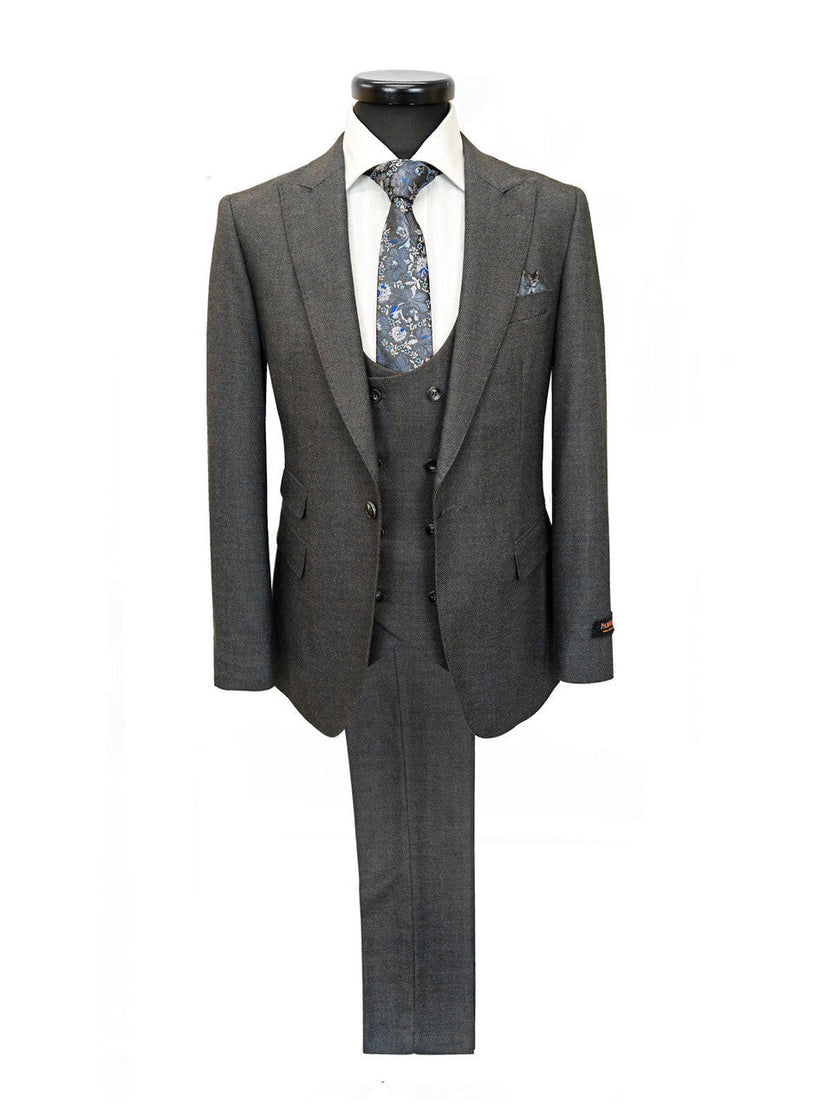 Dark Grey Birdseye 3-Piece Suit