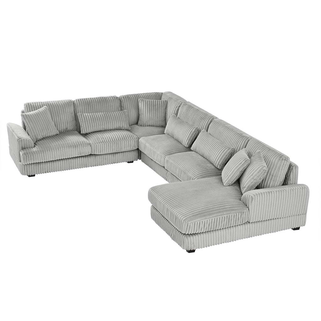 129" Oversized Sectional Sofa U-Shaped Sofa Couch Modern Sofa Upholstered in Soft Corduroy With a Chaise Lounge for Livi