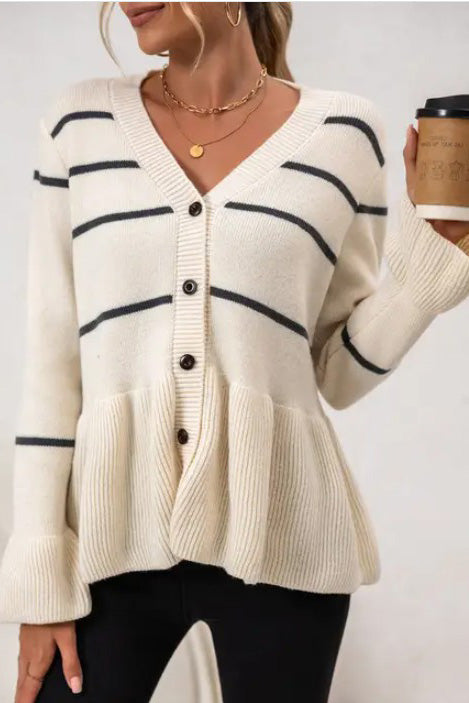 Striped Ribbed Cardigan