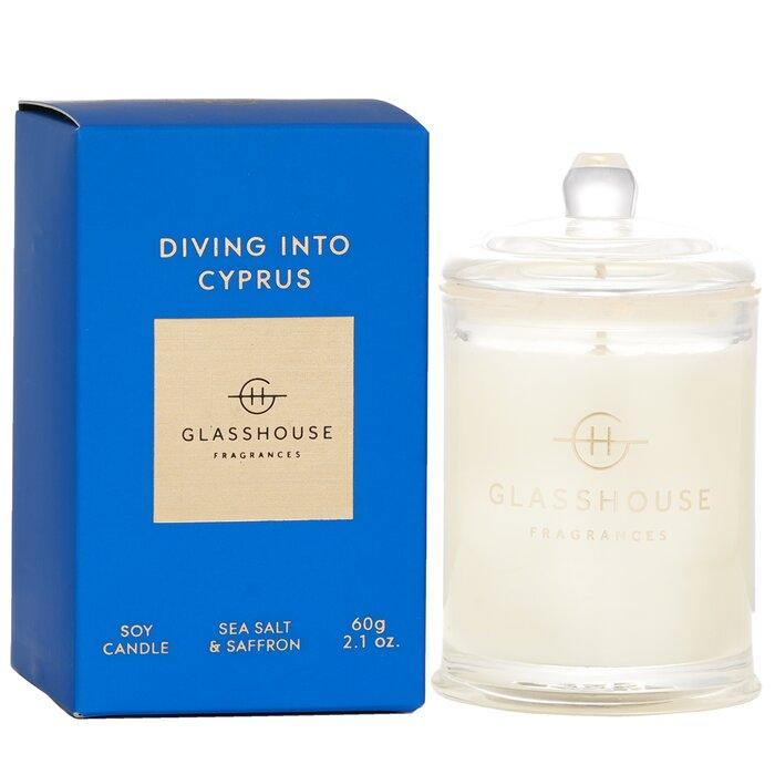 GLASSHOUSE - Triple Scented Soy Candle - Diving Into Cyprus (Sea Salt & Saffron)