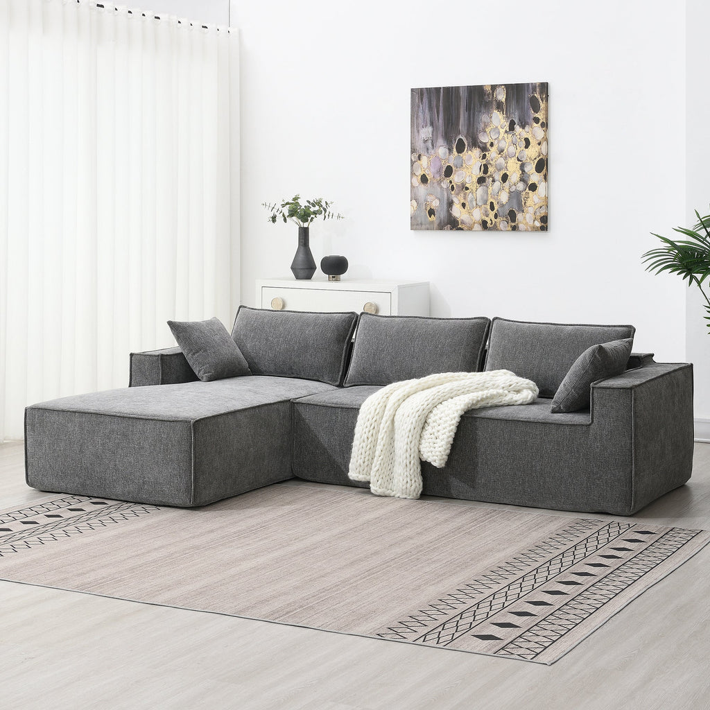 111.5*72"Minimalist Style Modular Sectional Sofa,Wrinkle-Resistant Chenille Couch Set,L-Shaped Sleeper Sofa Bed for Livi