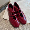 Retro Round-toe Red Shoes Low-cut Ballet Flats