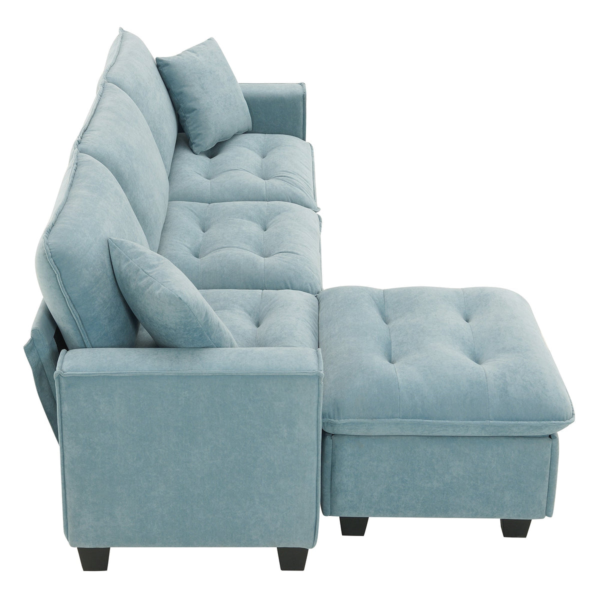 100*59" Modern Convertible Sectional Sofa,L-Shaped Reversible Couch Set With Free Pillows,4 Seat Suede Velvet Sleeper So