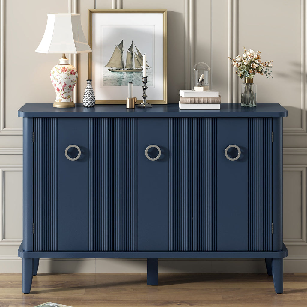 Simple and Atmospheric Solid Wood Veneer Fraxinus Mandschuric Cabinet With Three Acacia Solid Doors,Adjustable, Suitable
