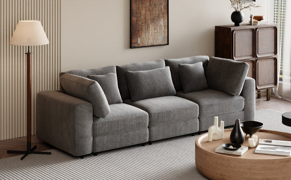 105'' 3 Seater Sofa With Removable Back Cushions and 5 Pillows , for Living Room, Apartment, Spacious Space
